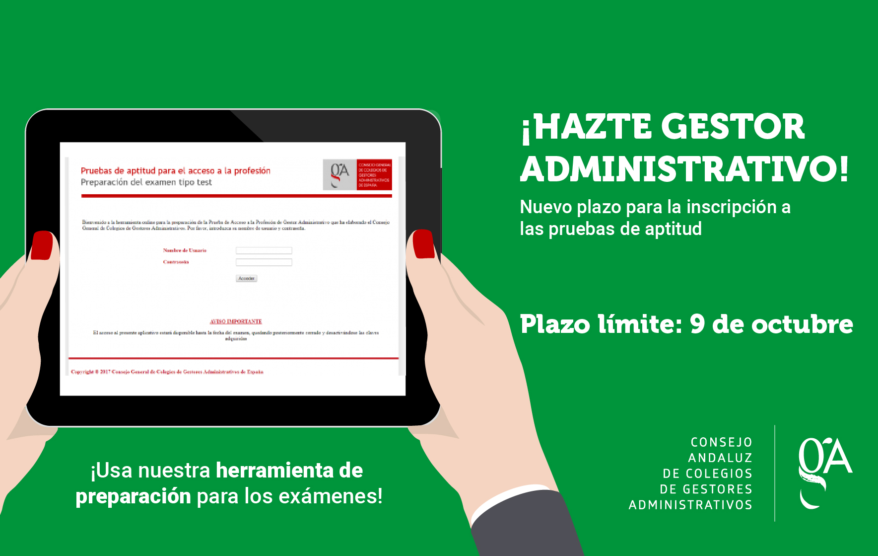 Nueva apertura de las pruebas de acceso a la profesión de Gestor Administrativo Nueva apertura de las pruebas de acceso a la profesión de Gestor Administrativo